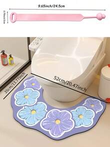 U-Shaped Suitable For Bathroom , Toilet Lid Lifter,Quick-Dry Non-Slip Diatomite Floor With Soft Backing & Low-Profile Design, Water Absorbent Shower Mat For Bathtub, Sink, Shower Door - A - View 6