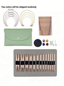 Detachable Round Aluminum Alloy Knitting Tool Set, Smooth Without Burrs, Suitable For Knitting Socks, Scarves And Sweaters, Comes With Red Storage Box For Convenient Storage - Multi-color - View 1