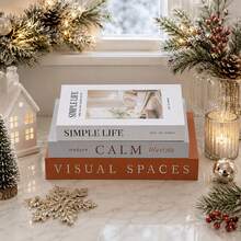 3pcs/Set Premium Paper Faux Decorative Books, American Vintage Style Fake Books, Living Room, Study Home Decor Sculpture Display, Holiday Stackable Decorative Items - 3pcs - View 2