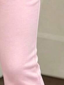 Tween Girl Cartoon Print Crew Neck Long Sleeve Sweatshirt And Sweatpants Casual Daily Set - Pink - View 5