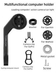 TOSUOD Front Bicycle Computer Mount, Extended Combination Mount, Compatible With , Wahoo, Bryton Bicycle GPS, Built-In Mount, Compatible With Action Camera And Bicycle Light, Complete Adapter Kit, Suitable For Road Bike And Mountain Bike Handlebars - Multicolor - View 1