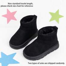 Girls' Black Thick Sole Plush Lining Ankle Boots, Suitable For Autumn/Winter Daily School And Outdoor Wear - Black - View 2