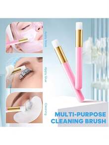 False Eyelash Tool Set, Model Head, Tweezers, Brush, Practice Eyelashes, Dense Eyelash Positioning Stickers, Cleaning Brush, Glue Ring Set, Tools For Beginners To Practice Eyelash Extensions - Dusty Pink - View 4