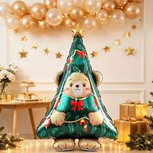 1pc 158cm Extra Large Christmas Tree Shaped Bear Head Cute Design Christmas Party Decoration Aluminum Foil Balloon - View 4