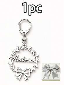 LICVIC Custom Wreath Bow Keychain With Name, Personalized Christmas Key Chain, Elegant Holiday Keychains Accessory, Customized Name Bag Charm, Customizable - Style B - View 14