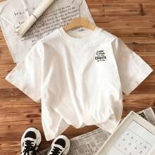Oversized Graphic T-Shirt, Crew Neck Short Sleeve Loose Fit, Soft Cotton Blend, Funny Spanish Quote Print, Casual Streetwear For Women - White - View 3
