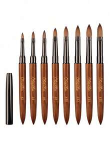 Olasalon Acrylic Nail Brush, Sandalwood Handle, Suitable For Professional Application Of Acrylic Nail Polish And Acrylic Powder - Chocolate Brown - View 1