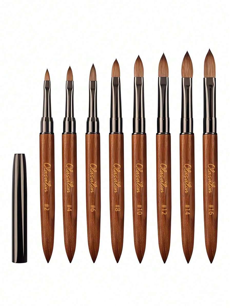 Olasalon Acrylic Nail Brush, Sandalwood Handle, Suitable For Professional Application Of Acrylic Nail Polish And Acrylic Powder - Chocolate Brown - View 1