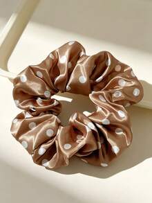 Women's Minimalist Elegant Satin Polka Dot Scrunchie, High-End Vintage French Style Versatile Hair Accessory, 12cm Extra Large - Multicolor - View 8