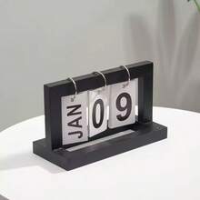 1pc Modern Minimalist Wooden Flip Calendar Perpetual Calendar Bedroom Desk Ornament Holiday Gift Decorative Table Calendar - Multi-color - View 5