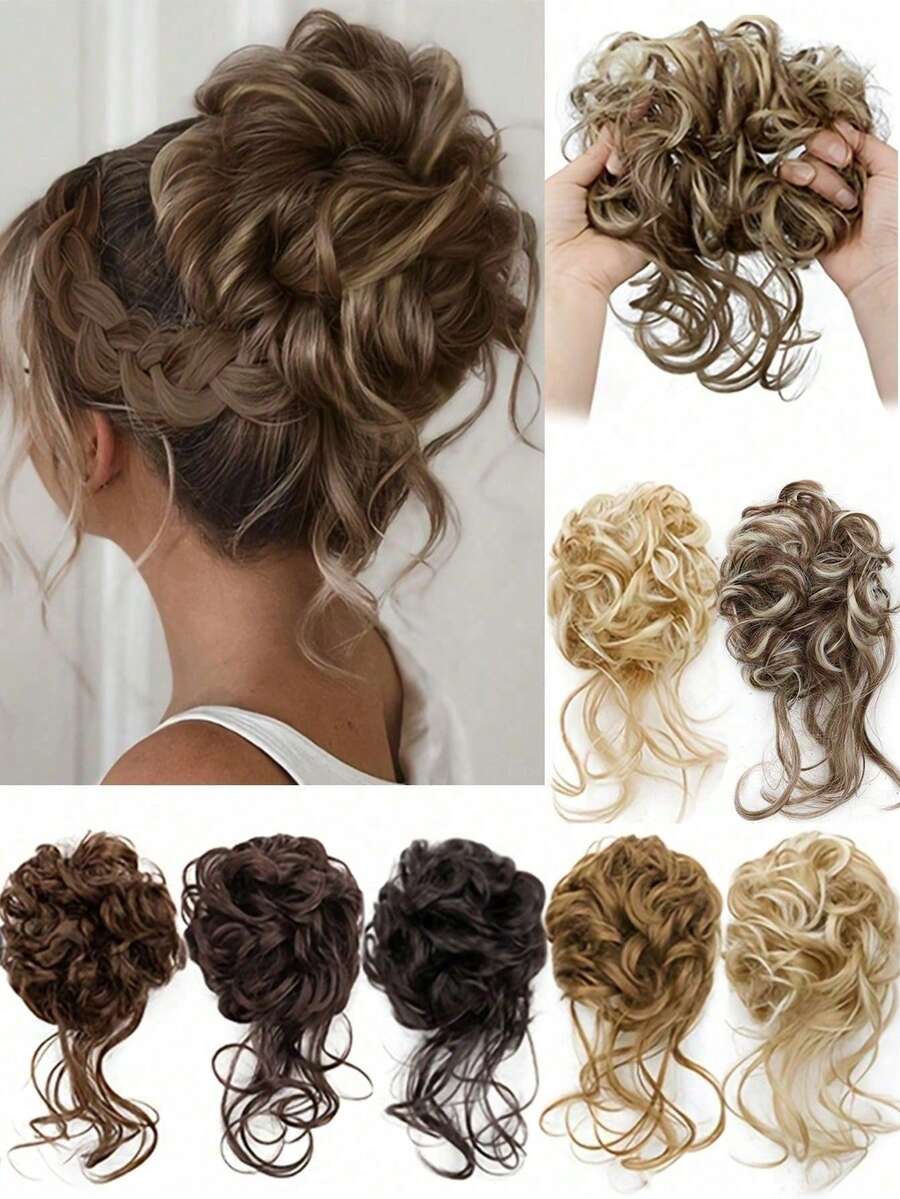 Artificial Fluffy Curly Hair Scrunchie, Elastic Ponytail, Suitable For Women And Girls Daily Wear And Party Styling, With Elastic Rubber Band Hair Tie. Create Fashionable Look, Fluffy Hair, Increase Hair Volume Scrunchie