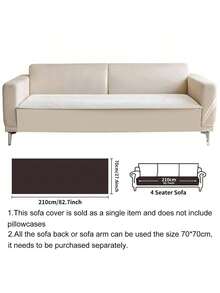 SANMOSPIN 1pc Solid Color Waterproof Sofa Cover, Non-Slip, Pet-Friendly, Simple Style, Non-Sticky, Suitable For Bedroom, Living Room, Office Home Decor, Fits Single, Loveseat, 3-Seater, 4-Seater And Sectional Sofas - Multicolor - View 50