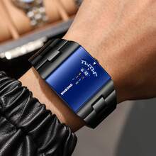 POEDAGAR Men's Stainless Steel Band Fashion Luminous Waterproof Square Quartz Watch, Suitable For Daily Wear, Can Be Given As Birthday Or Holiday Gift - Multicolor - View 6