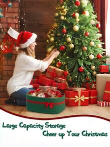 1pc Christmas Gift Basket, Storage Basket, Handheld Candy Basket, Christmas Storage Basket, Suitable For Storing Various Items, Christmas Gift Blue - Multicolor - View 7