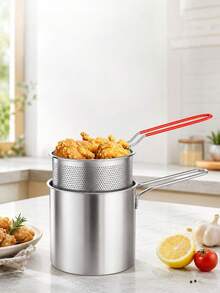 Stainless Steel Mini Frying Pan, Deep Fryer, Small Household Oil Pot With Strainer, Mini Frying Pan Suitable For Induction Cooktop, Used For Heating Milk, Frying French Fries, Chicken, Rice, Cauliflower, Chicken Nuggets And Other Ingredients, Convenient And Practical Small Frying Pan - View 12