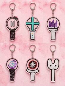 1Pc/6Pcs K-Pop Lightsticks Themed Acrylic Keychains, Featuring Classic Lightstick Design, Fashionable Bag Charm, Suitable For Back To School, Gift For K-Pop Fans, Exquisite Collection, All Seasons - Multicolor - View 2
