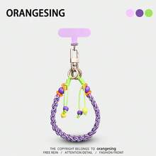 Beaded Handmade Woven Wide Wrist Strap Dopamine Exquisite Lanyard Fashion Versatile Anti-Loss Phone Case Universal Crossbody Phone Strap - Multicolor - View 4