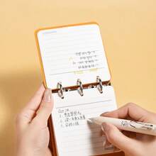 Mini PU Leather Loose-Leaf Notebook, Portable Pocket Memo, 3-Ring Binder Small Notebook, Cute Pocket Size Notepad, Suitable For School, Office Daily Planning Stationery - one-size - View 9