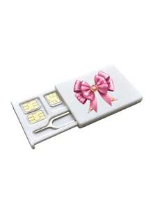 Bowknot 2D Printed Card Holder, SIM Card Pin Slot, Comes With SIM Card Pin. Cherry Printed Portable SIM Card Storage Box, Phone Card Holder, SIM Card And SD Card Storage Box, Travel Storage Box, Compact And Lightweight, Anti-Loss And Durable, Anti-Drop And Durable, Suitable For Smartphones, Tablets And Other Devices, Can Store SIM Card/SIM Card Pin, Ideal Choice For Storing Backup SIM Card When Changing Phone Number. Back To School Season, Graduation Season, Teacher's Day, Birthday Gift - Multicolor - View 16