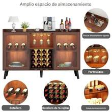 Armario de Bar de Vinos con Luz LED Gabinete de Licor - Marrón - Ver 4