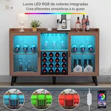 Armario de Bar de Vinos con Luz LED Gabinete de Licor - Marrón - Ver 5