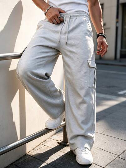 Celana Jogger Kasual Pria untuk Aktivitas Luar Ruangan dengan Banyak Kantong, Celana Jogger Longgar, Cocok untuk Jalan-jalan, Streetwear, Pakaian Kasual Olahraga, Hadiah untuk Teman, Pacar, Kembali ke Sekolah
