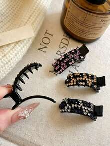 8pcs Exquisite Rhinestone Bangs Hair Clips, Premium Forehead Hair Clips, Side Hair Clips, Princess Hair Accessories, Beach Vacation Daily Wear Hair Accessories, Women's Gift - Multicolor - View 4