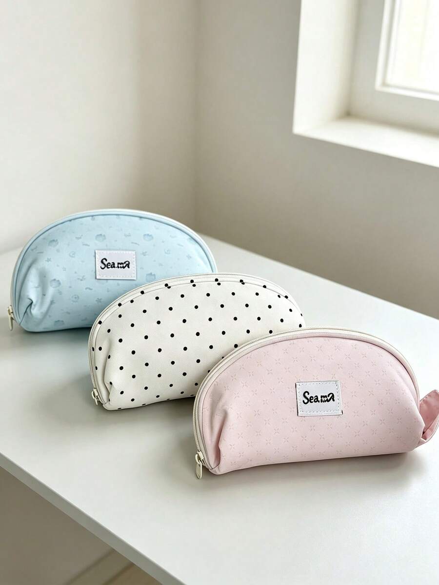 1pc Cute Multi-Layer Stationery Storage Box, Gentle Polka Dot Design, Suitable For Student Girls Pencil Case, High-Value Large Capacity Stationery Box, Back To School Season (Pattern Position May Vary, Does Not Affect Use)
