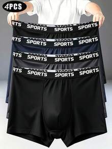 4pcs/Pack Plus Size Men's Casual Boxer Briefs, SOFT Stretchy Trunks, Sports Shorts - Multicolor - View 2