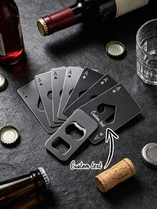 1pc Custom Engraved Ace Spade Card Bottle Opener, Portable Stainless Steel Beer Opener, Wallet Size Poker Shape Bottle Opener For Men Party Gift - Multicolor - View 1