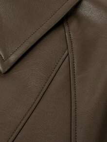 American Retro New PU Leather Jacket Spring Lapel Casual Korean Style Short Jacket Vacation Leisure Travel Daily Elegant - Coffee Brown - View 5