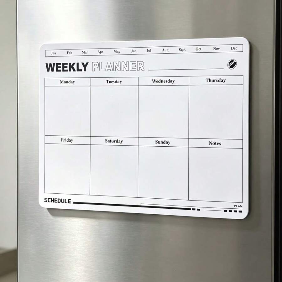 Magnetic Refrigerator Calendar, Adheres To Refrigerator Surface, Convenient For Storage And Retrieval - Weekly Planner Writing Area, Reusable Whiteboard, Suitable For Scheduling, Reminders, Shopping Lists, Functional Design | Magnetic Feature - Multiple Styles - View 1