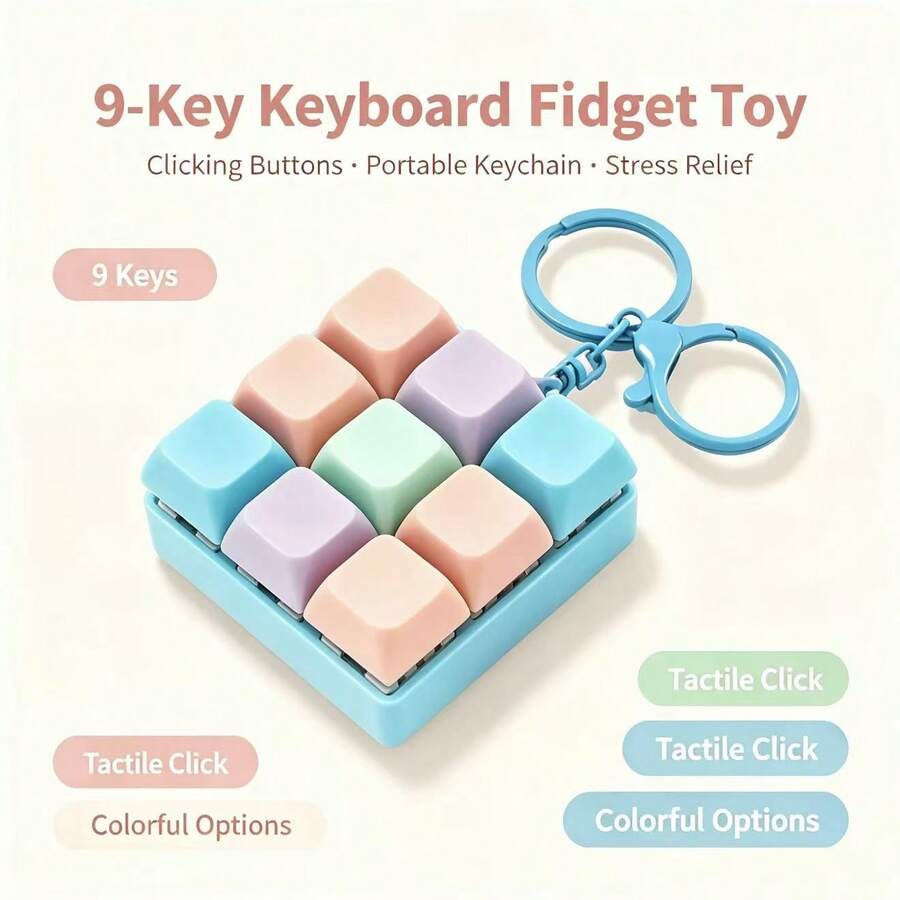Clicky, Creamy Texture And Quiet Keyboard-Style Stress Relief Toy With Keychain Design, Perfect Gift For Adults Seeking To Improve Focus And Relieve Work Anxiety - Multicolor - View 1