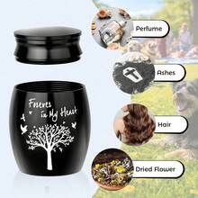 1pc INEYES Personalized Small Pet Urn For Ashes - Waterproof Cremation Keepsake Stainless Steel Memorial Urn With Tree Patterns And Text For Ashes Holder Memorial Dog Cat Funeral Decorative - Multicolor - View 1
