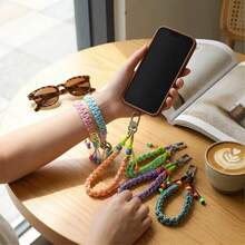 Beaded Handmade Woven Wide Wrist Strap Dopamine Exquisite Lanyard Fashion Versatile Anti-Loss Phone Case Universal Crossbody Phone Strap - Multicolor - View 1