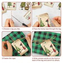 50pcs Festive Christmas Gift Tags With Hemp Rope - Cute Cat, Santa, Snowman, Reindeer & Xmas Tree Designs Holiday Hanging Labels For Presents, Gift Wrapping & Party Favor Decorations - Multicolor - View 7