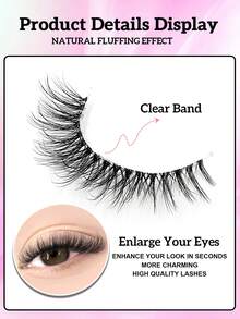 Sibeuna 6 Pairs Natural Fluffy Soft Cross Fine Faux Mink False Eyelashes, Transparent Stem, Suitable For Daily Makeup, Travel Essential, Suitable For Beginners - Black - View 4