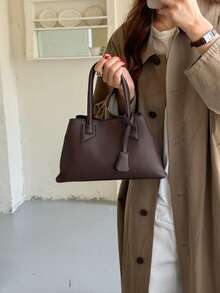 Tote Bag With Unique Knot Pendant Decoration, Equipped With Dual Handles And Detachable Shoulder Strap, Switchable Carrying Styles, Ample Interior Space, Minimalist And Elegant Handbag, Sleek Design With Premium Texture, Suitable For Commuting, Daily Outings, Dates And More Occasions. - Coffee - View 4