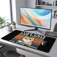 Cute Cat Drinking Coffee Pattern Large Extended Gaming Mouse Pad, Non-Slip Rubber Base, Smooth Glide Surface, Multi-Functional Desk Mat For Computer Office Home Study, Cozy Abstract Desktop Decor - A - View 4
