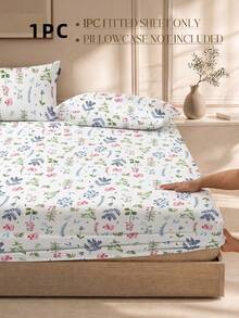 1 buah Sprei Motif Bunga, Pelindung Kasur Gaya Pedesaan yang Modis, Segar & Elegan, Lembut & Bernapas, -Ukuran Double, Full, Queen, Standar, Cocok untuk Kasur dengan Ketebalan 11,8 Inci, Penutup Kasur, Bernapas & Tahan Kerut, Dapat Dicuci dengan Mesin. Musim Kembali ke Sekolah, Perlengkapan Penting untuk Asrama - MultiWarna - View 2
