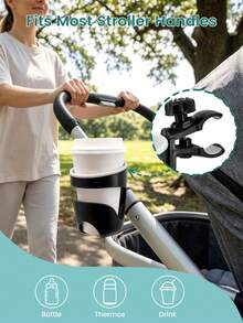 1pc Universal Cup Holder, Tool-Free Quick Installation, 360° Rotating, Stroller/Bicycle/Wheelchair Beverage Cup Holder - Multicolor - View 3