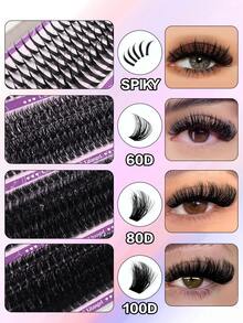 Waloshow 20 Rows 10-20mm D/DD Curl Pointed Lash Clusters + 60D 80D 100D/120D 140D 160D Cartoon Style Lash Clusters 0.07 Anime Style Lash Clusters Lash Extension Pointed Fairy Lash Clusters With Pointed Single Lashes Suitable For Beginners, Reusable, Suitable For Parties, Weddings, Dates, Halloween And Daily Wear Lash Clusters, Lash Clusters, Single Lashes, Lashes, False Lashes - DD - View 2