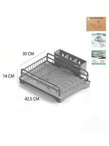 Minimal Style Countertop Dish Drying Rack, Reliable Metal Wire Plate Holder With Cutlery Storage Caddy, Multiple Color Options, Practical Kitchen Organizer For Plates, Bowls And Daily Tableware - Multicolor - View 13