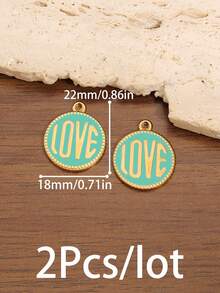 2pcs Stainless Steel LOVE Enamel Pendant 18K Gold Plated Round Charms For DIY Jewelry Making Supplies Accessories - Pendant - View 8