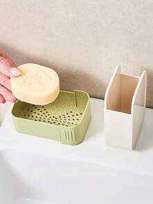 Portable Double-Layer Draining Soap Box - Nordic Style Travel Soap Box, Leak-Proof Push-Pull Sealed Design, Non-Slip Anti-Soaking Detachable Tray; Suitable For Bathroom Sink And Kitchen Countertop Storage, Ideal Gift For Travelers Or Homeowners - Multicolor - View 3