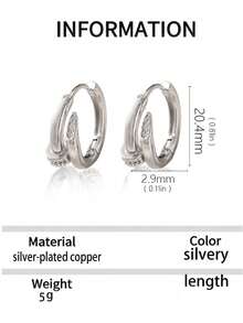 1pc Minimalist 925 Silver Plated Rhinestone Spiral Hoop Earrings, Fashion Earrings For Women - Stud Hoop Earrings - View 2
