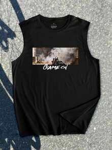 Men's Vest, Personalized Customization, Thin,Soft,Polyester,Custom Patterns/Names/Slogans,Work Clothes/Valentine's Day/Birthday/Anniversary Gifts - Black - View 5