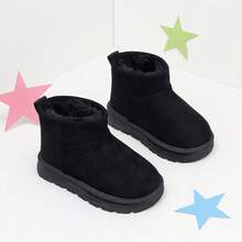 Girls' Black Thick Sole Plush Lining Ankle Boots, Suitable For Autumn/Winter Daily School And Outdoor Wear - Black - View 5