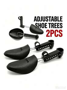 1 Pair Adjustable Plastic Shoe Stretchers, Anti-Wrinkle & Anti-Collapse Spring Shoe Trees, Essential Travel Tool For Long Trips - Black - View 1