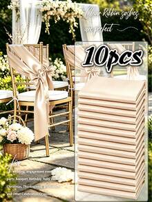 50pcs Satin Chair Sash Bows, Universal Chair Covers Suitable For Wedding Reception, Dining Room, Party, Hotel Events Decoration (5.9 X 102 Inches) - Multicolor - View 14